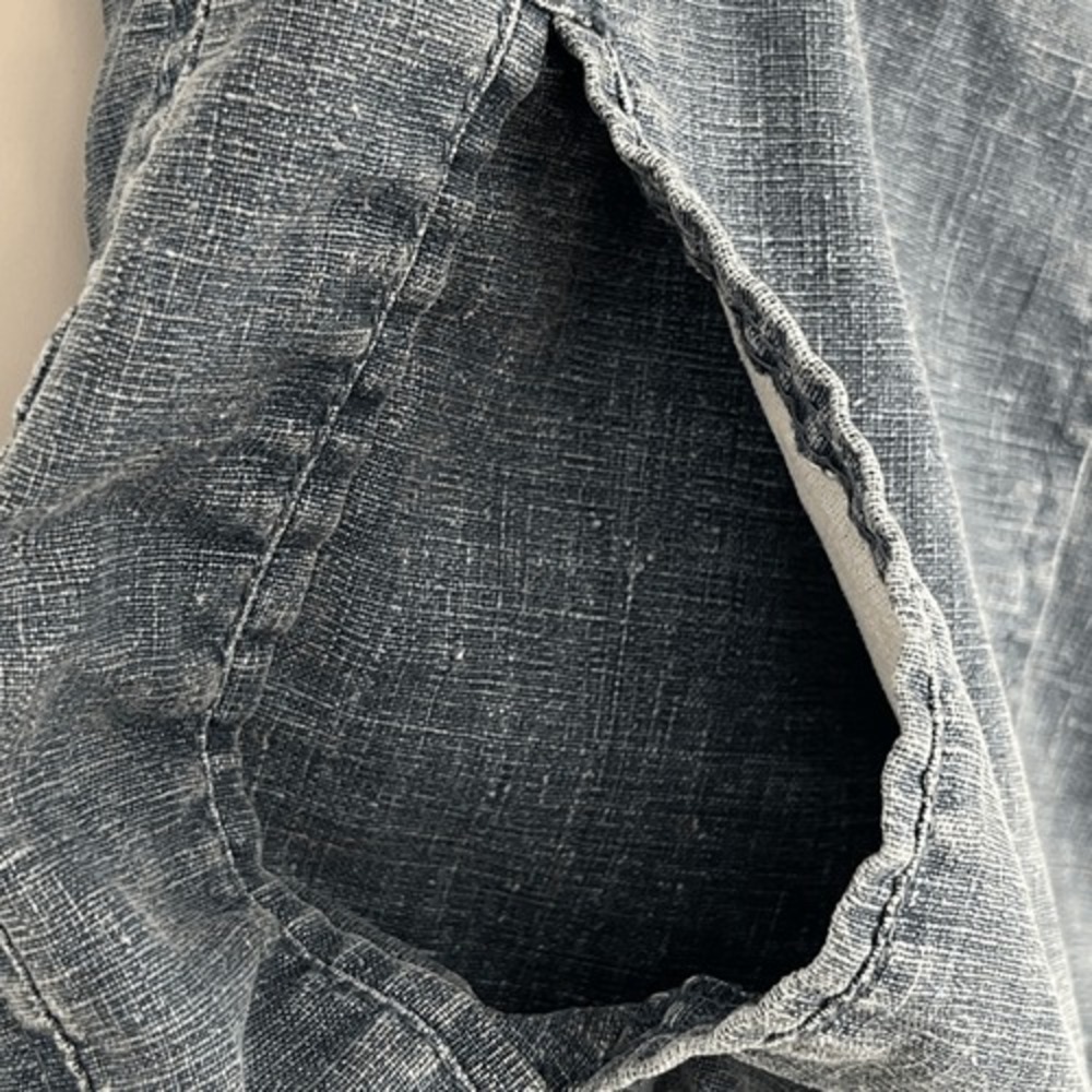 H&M L.O.G.G. Linen Jogger Pants Womens 10 Blue Drawstring Coastal Casual - Picture 11 of 14